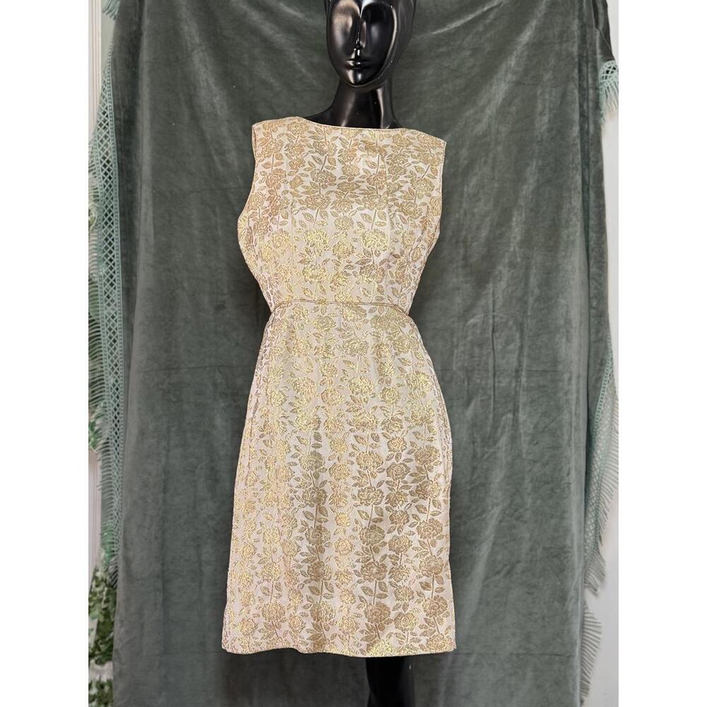 1960s Tailored Peter Raney's Hong Kong Gold Metallic Brocade Evening Coat/Dress
